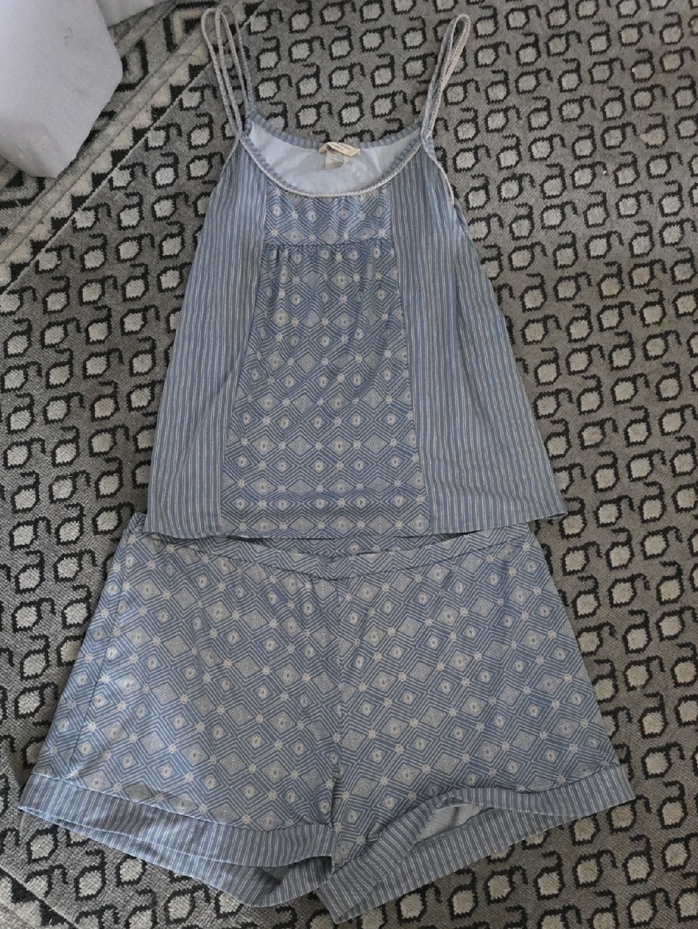Lucky Brand Light Blue Patterned Cami & Short Sleep Set